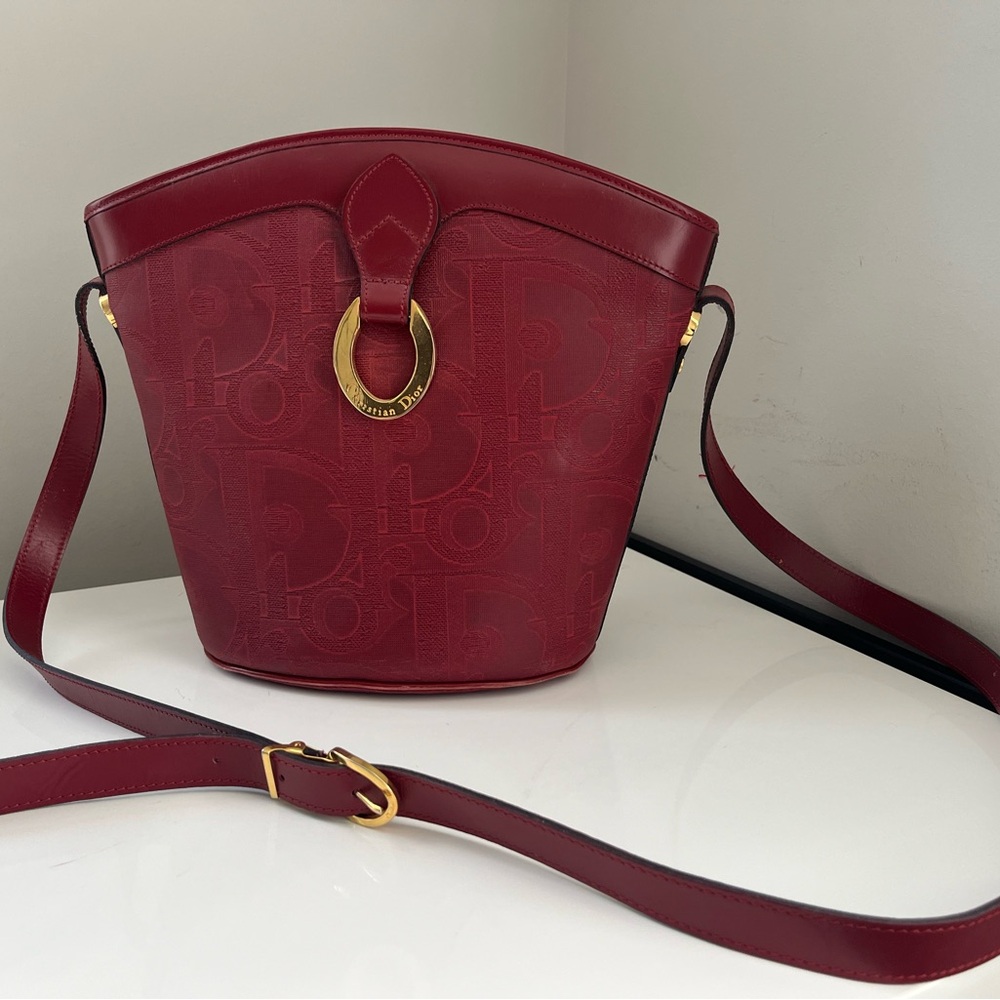 Dior Red Crossbody Bag with Gold Accents